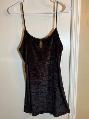 Black Velvet Slip Chemise with Keyhole